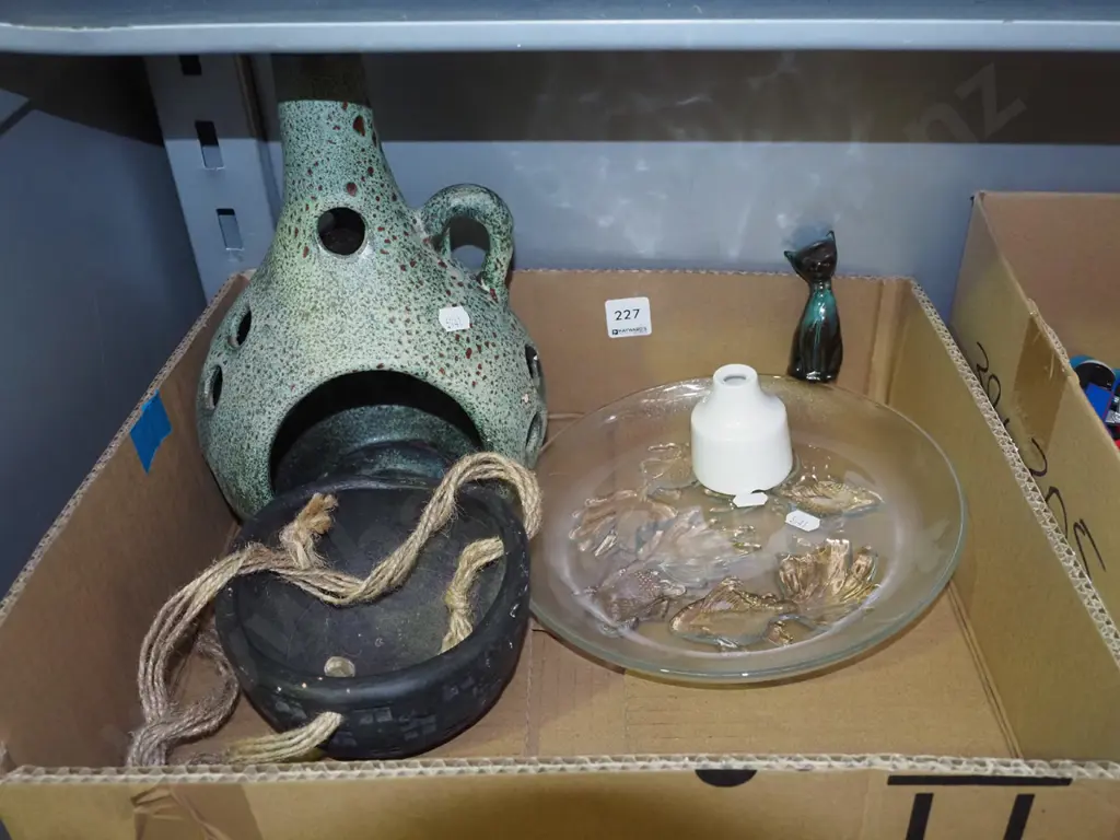 box; hanging jardiniere, goldfish themed plate, pie funnel etc Image 1++