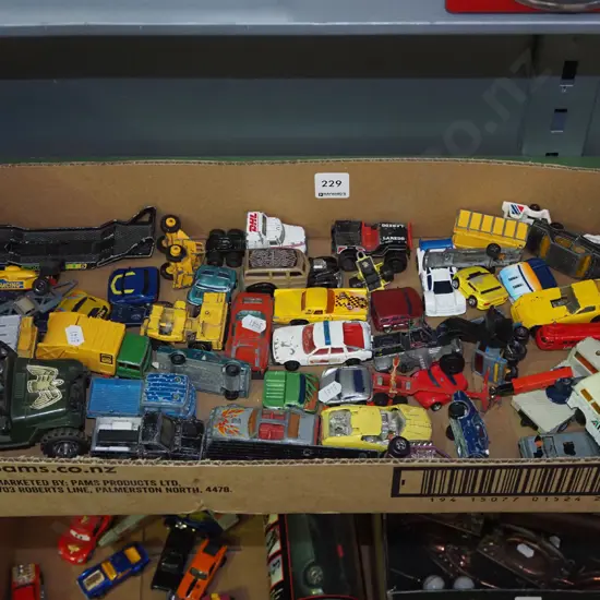 box of toy vehicles