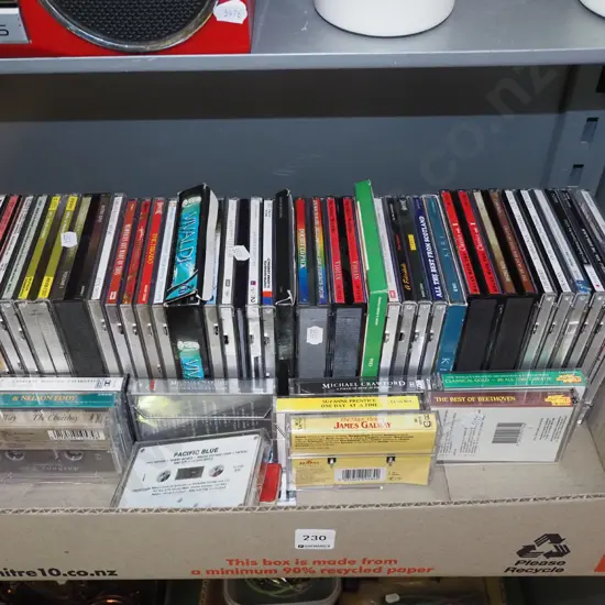 box; CDs, tape cassettes