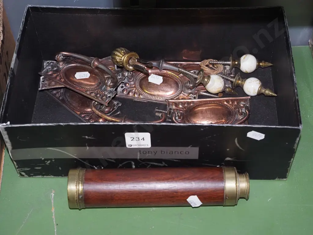 box; cupboard handles, restorer's brass telescope Image 1++