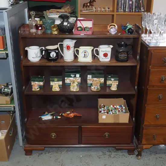 mahogany bookcase, 2x lower drawers H1100 W930 D300