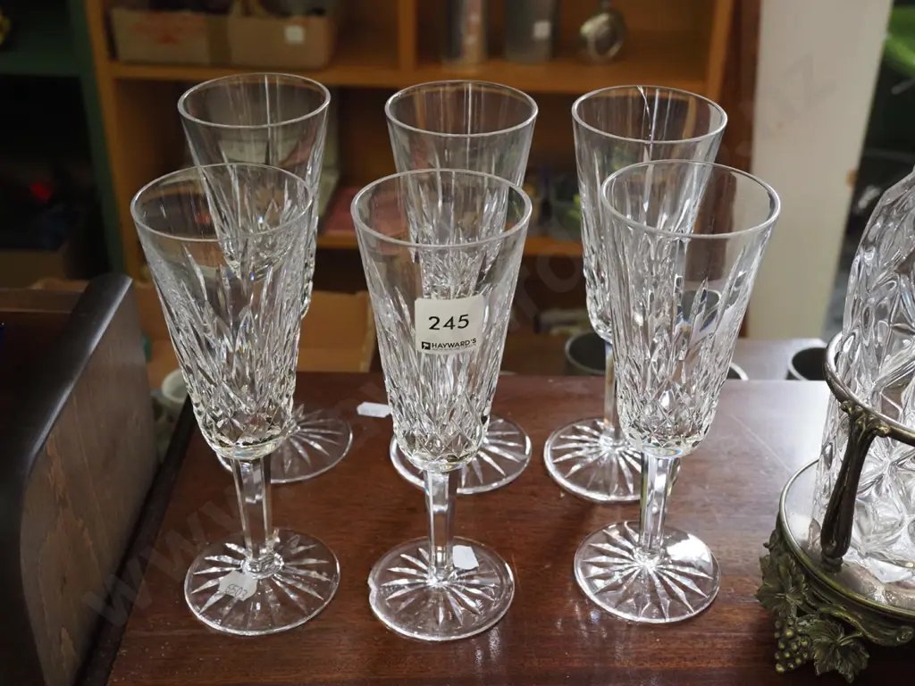 6x Waterford champagne glasses- some chips and cracks Image 1++