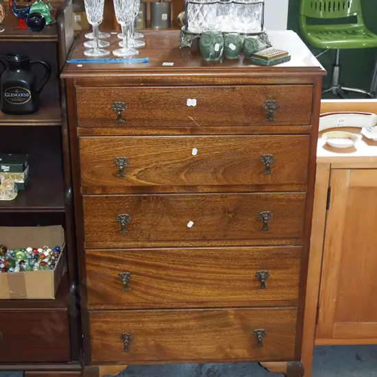 cab leg mahogany 5 drawer chest H1050 W630 D420