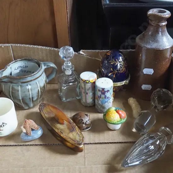 box; creamer, ink bottle, bunnykins egg cup etc
