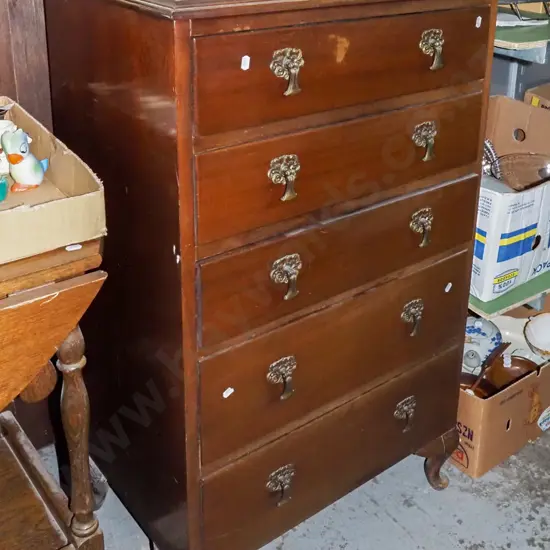 cab leg mahogany 5 drawer tall boy H1045 W620 D420