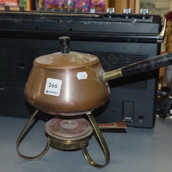 small copper fondue pot - no forks