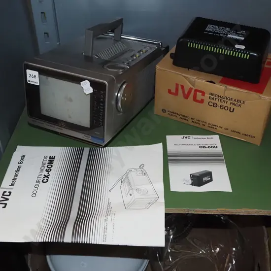 portable JVC TV with rechargable battery pack