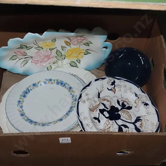 box; various bowls, plates