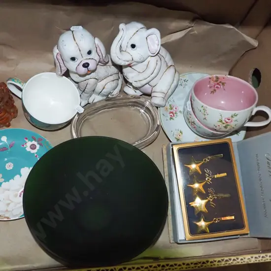 box; cups, saucers, bowls etc