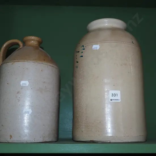 stone ware storage crock and bottle H310