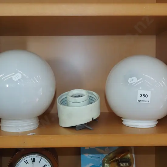 2x milk glass globe light fittings