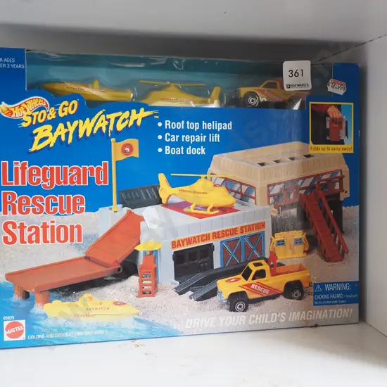 boxed as new Hotwheels Baywatch Lifeguard Rescue station