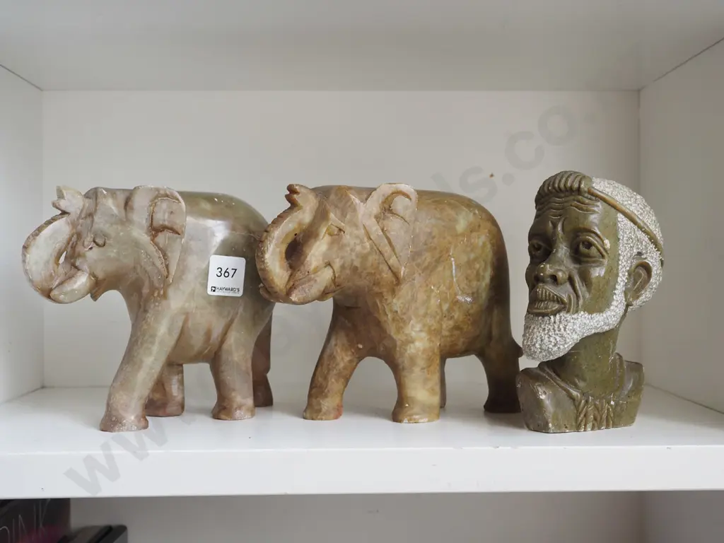 carved stone elephants, male bust H160 Image 1++