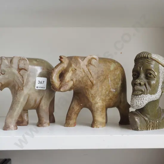 carved stone elephants, male bust H160