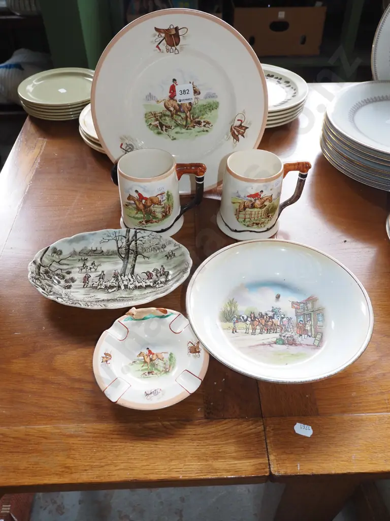 hunting scene tankards and plate, coaching days bowl etc Image 1++