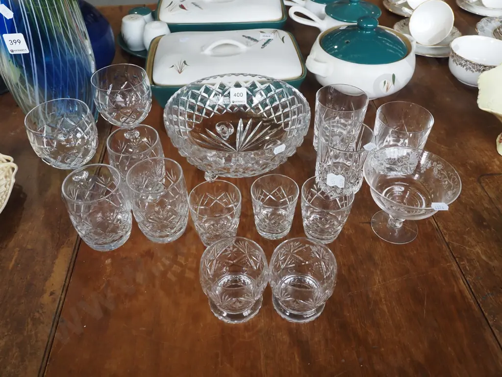 footed cut crystal bowl, whisky tumblers etc Image 1++
