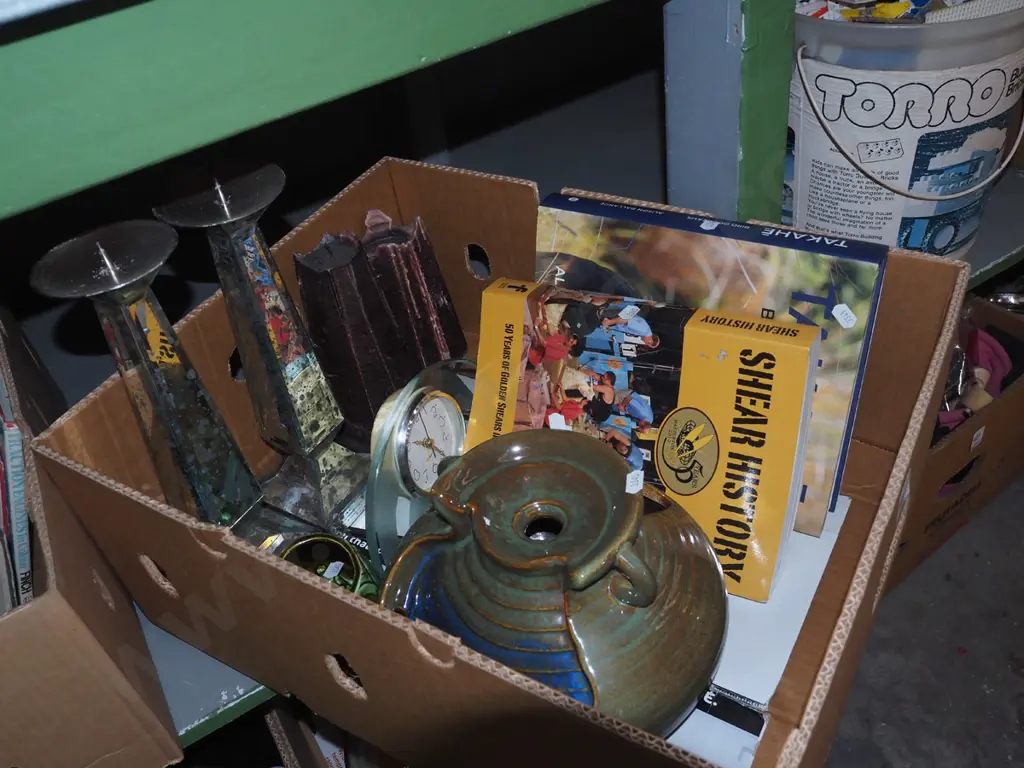 box; candles, candlesticks, books etc Image 1++