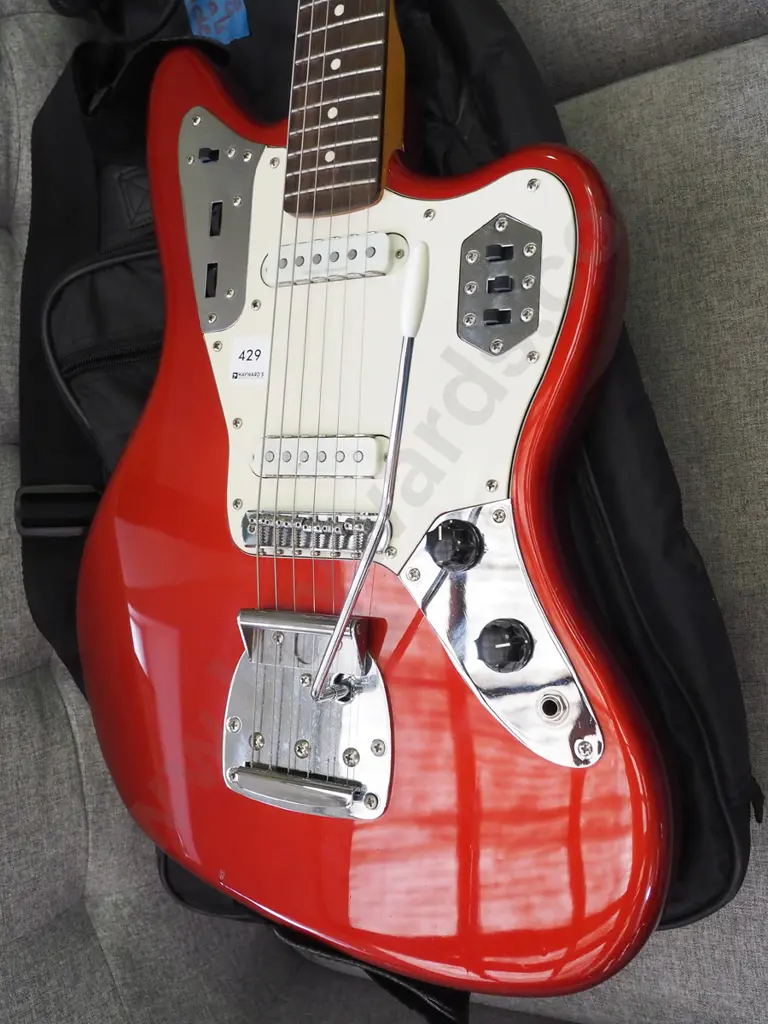 Fender Squire Jaguar electric guitar, includes leads, soft carry case, delay pedal, tuner. Image 1++