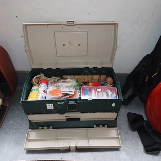 tackle box; lures,lines, hooks etc