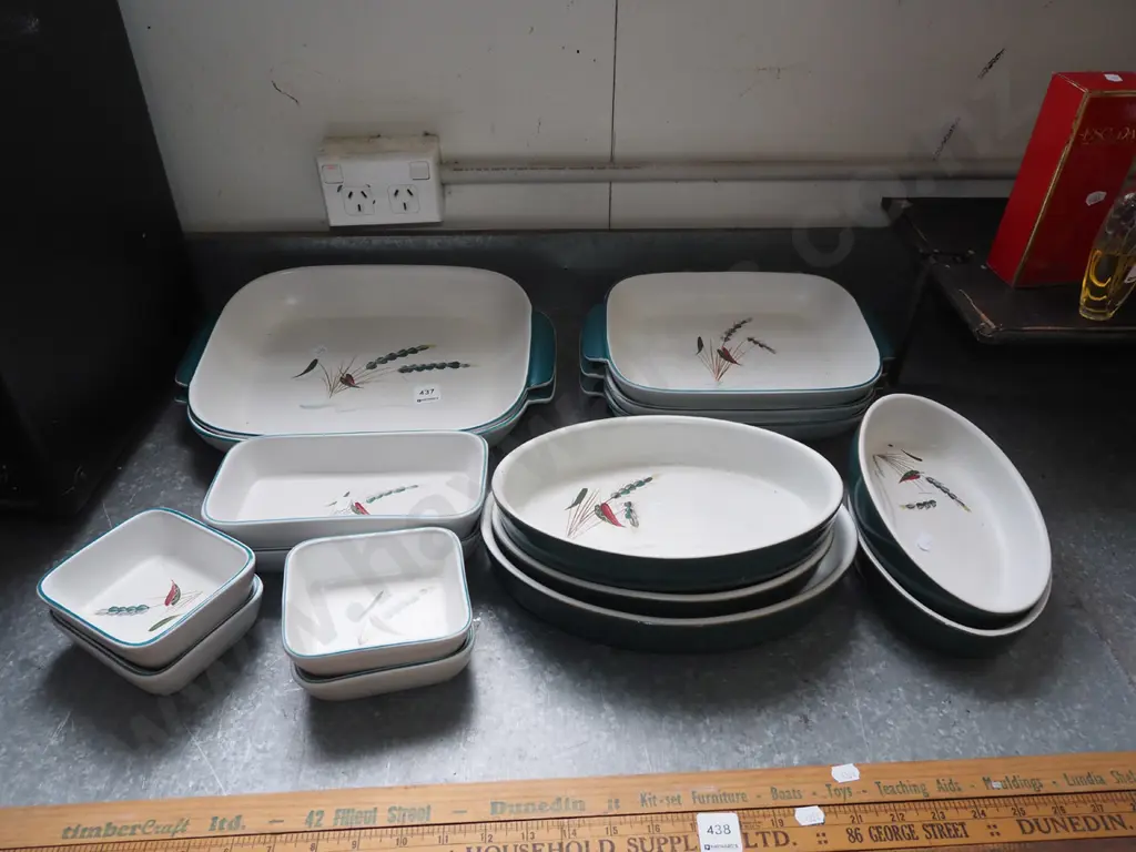assorted Denby green wheat baking dishes Image 1++