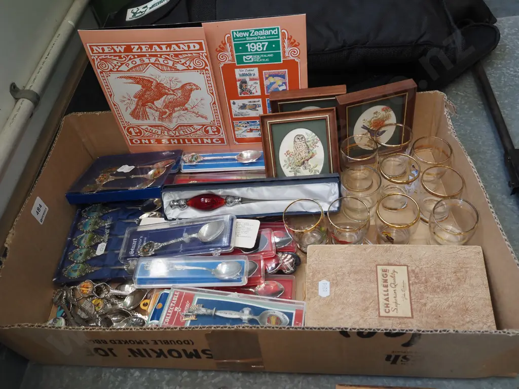 box; notebooks, stamps, shot glasses etc Image 1++