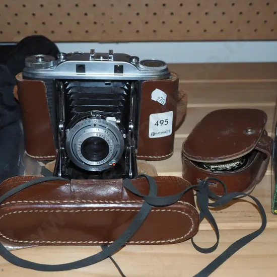 Agfa 35mm camera and leather case with light meter
