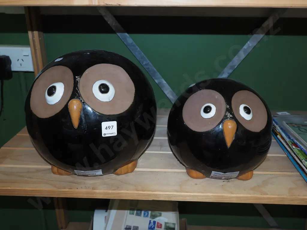 2x ceramic owl ornaments Image 1++