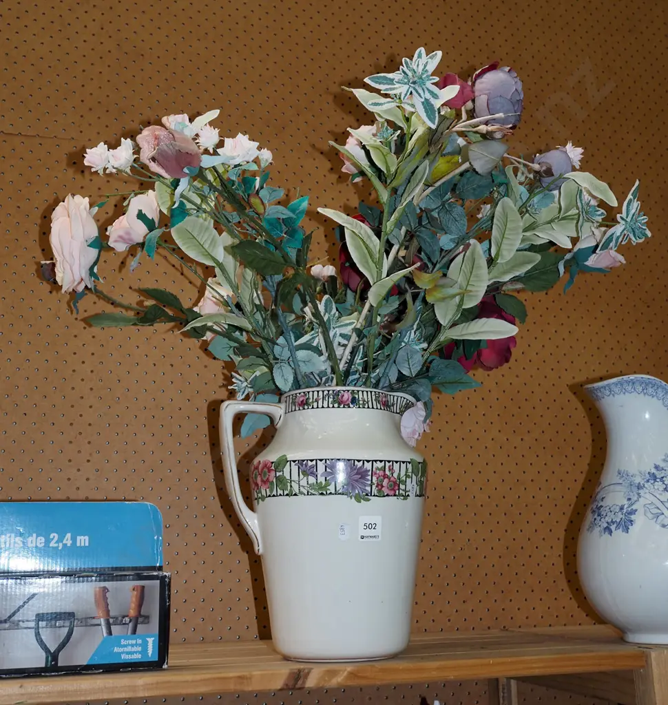 floral water jug faux flowers Image 1++