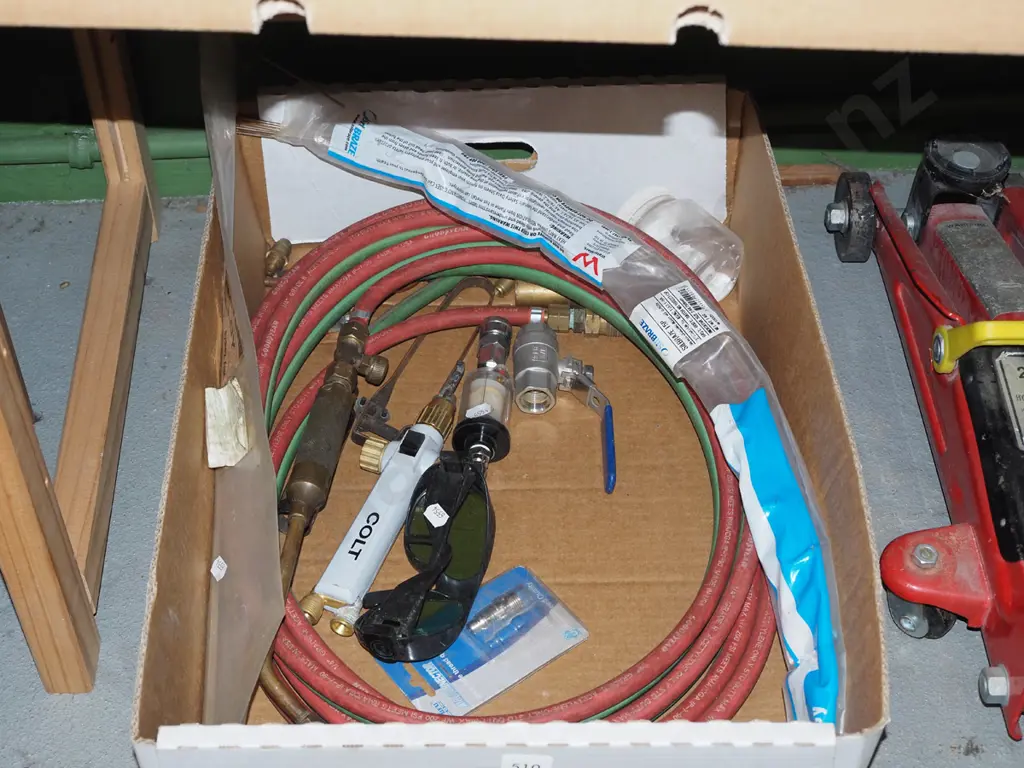 box; gas welding torches,valves, rods etc Image 1++