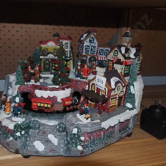 illuminated Xmas village scene