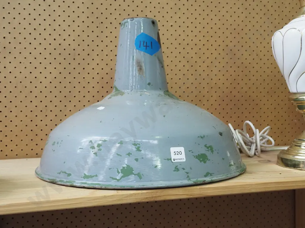 large hand painted over enamel industrial light shade Diam450 Image 1++