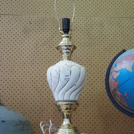 brass and ceramic table lamp base H660