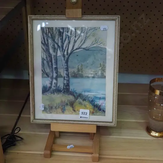 framed watercolour on miniature easel H easel 370