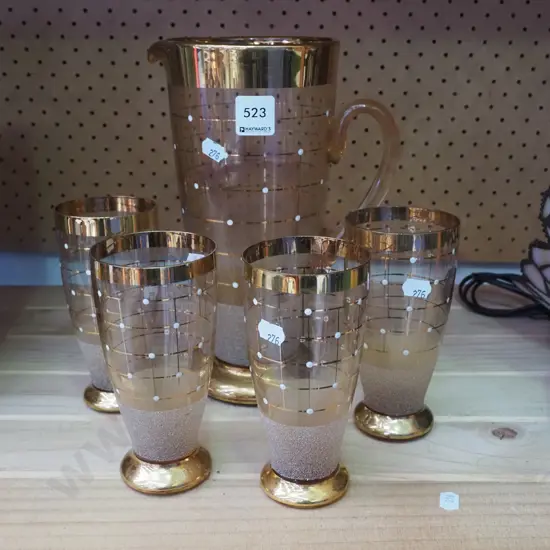 retro amber glass jug and glasses