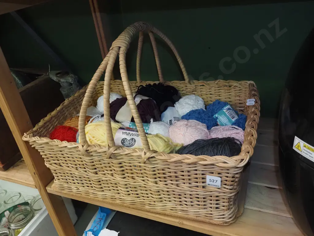 cane basket and yarns Image 1++