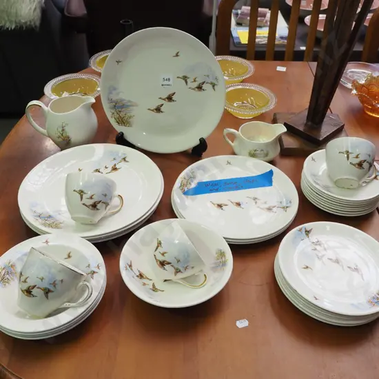 Meakin flight, flying duck dinner items; plates, bowls etc - wear, chips