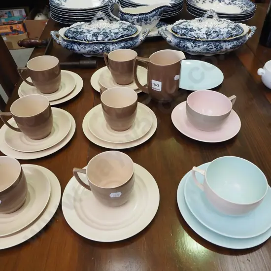 Branksome trios, milk jugs, cups, saucers