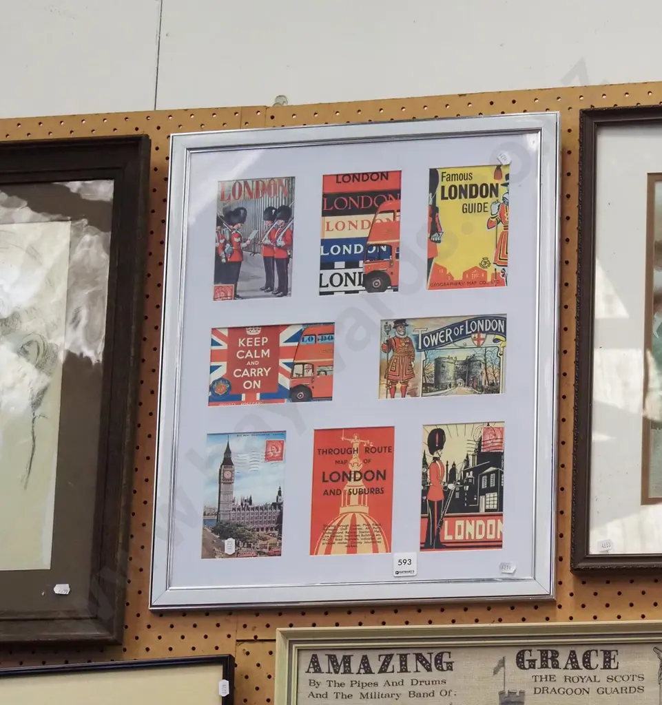 framed print - various London postcards Image 1++
