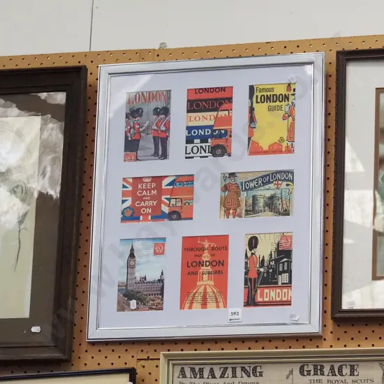 framed print - various London postcards