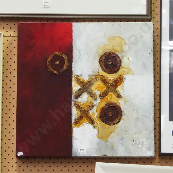 mixed media on boxed canvas - abstract