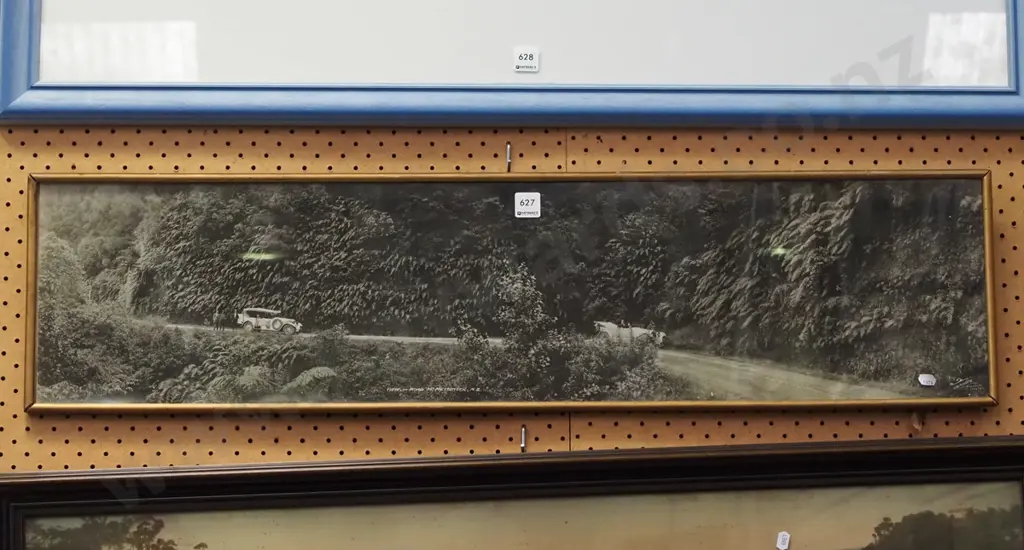 framed panoramic photograph - road on Mt Messenger NZ Image 1++