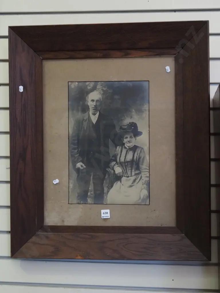 oak framed photograph - male and female portrait Image 1++