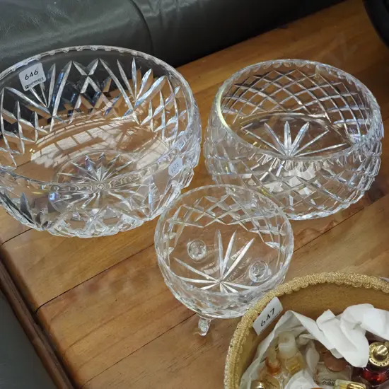 3x cut crystal bowls 