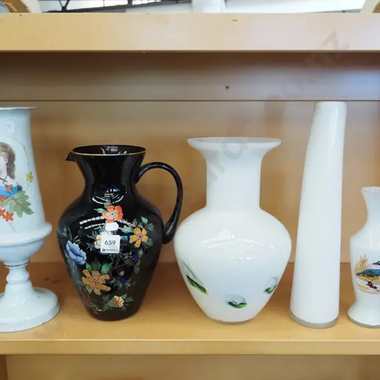 shelf; 4 vases, jug Tallest H320