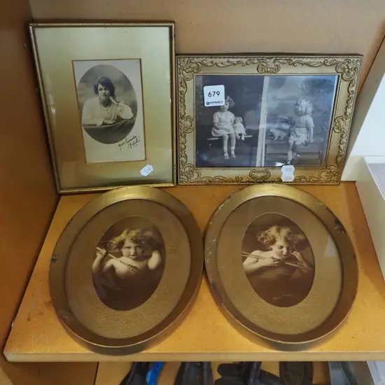 cherub prints, 2 framed photographs