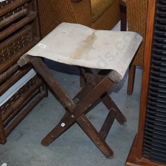 oak and canvas stool