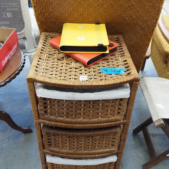 small chest with 3 baskets