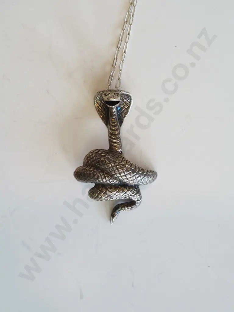 sterling silver snake pendant & chain Image 1++