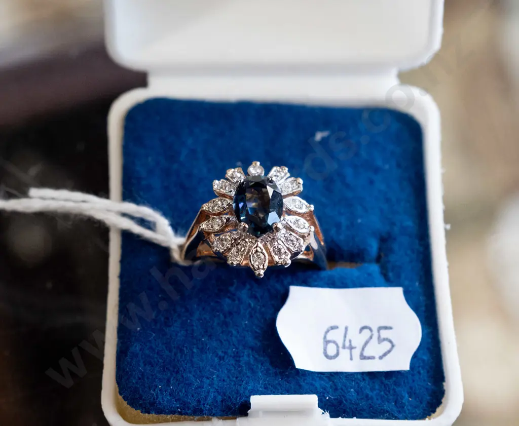 18kt gold plated cz & blue stone ring Image 1++