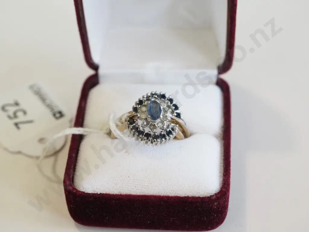 sterling silver 3 ring set - main ring missing some stones Image 1++